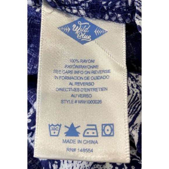 Wild Blue Sadie Robertson Navy Blouse Boho Long Sleeve Pleated Peplum M B38 - Picture 6 of 7